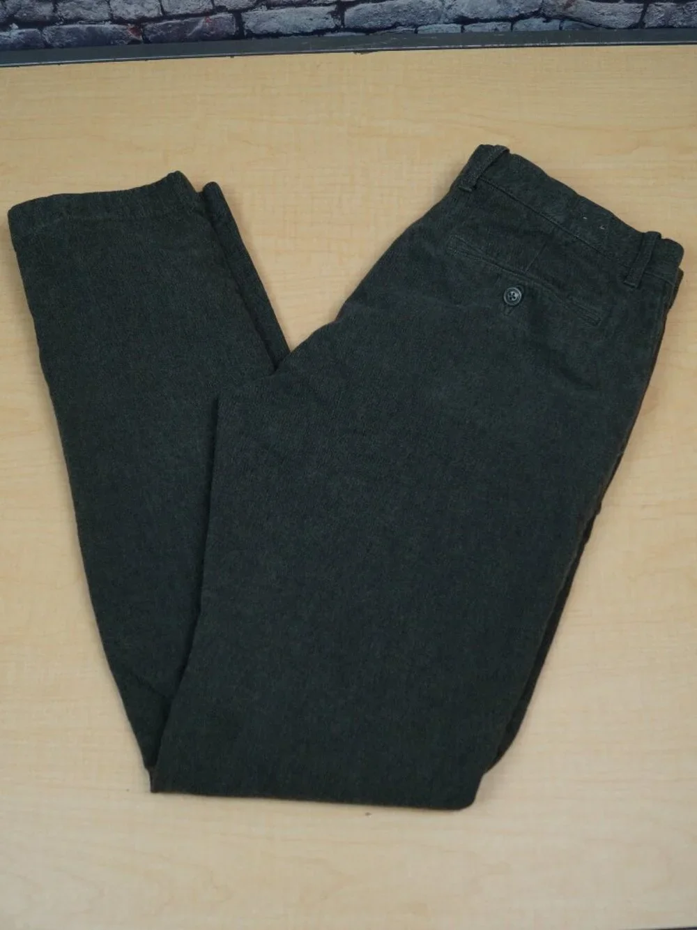 J Crew Stretch 484 Slim Stretch Chino Pants Green Chambray Straight Mens 32 x 32